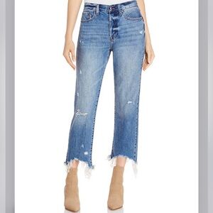 Pistola Women’s Charlie Distressed high rise straight leg jean Button Fly Sz 28